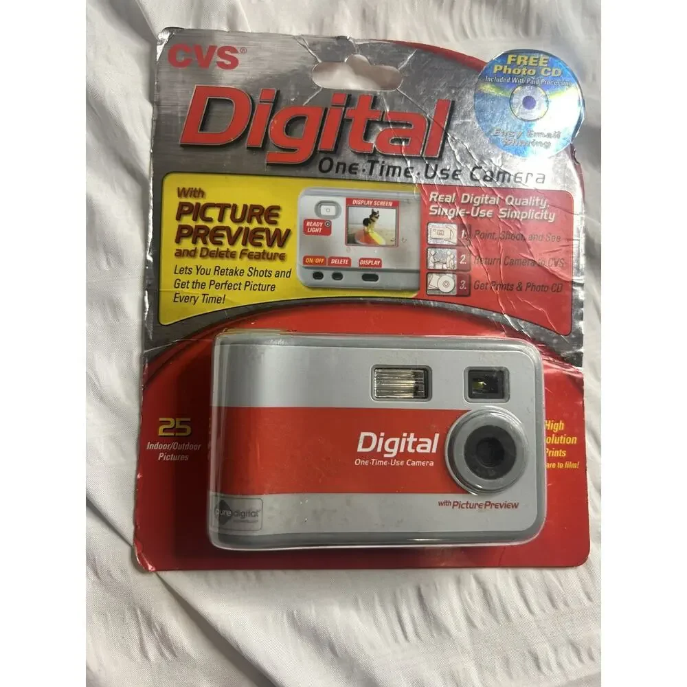 Digital Camera One Time Use Cvs 25 Indoor Outdoor Picture Preview Delete Feature